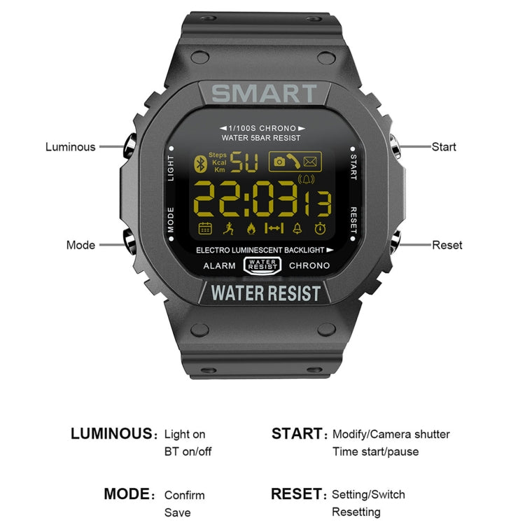 Lokmat MK22 1.21 inch FSTN LCD Screen 50m Waterproof Smart Watch, Support Information Reminder / Remote Camera / Sport Record(Black) - Smart Watches by Lokmat | Online Shopping South Africa | PMC Jewellery | Buy Now Pay Later Mobicred