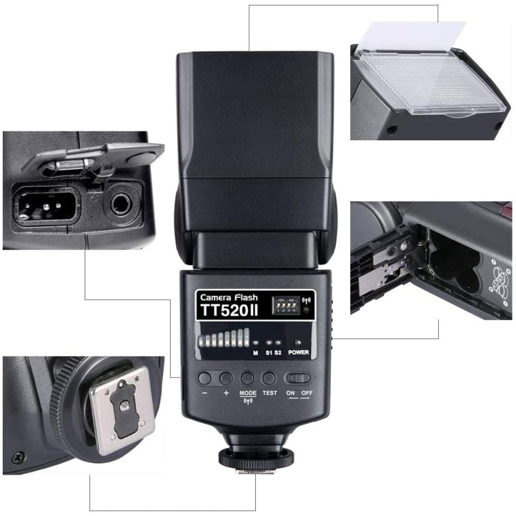 Godox TT520II 433MHZ Wireless 1/300s-1/2000s HSS Flash Speedlite Camera Top Fill Light for Canon / Nikon DSLR Cameras(Black) - Shoe Mount Flashes by Godox | Online Shopping South Africa | PMC Jewellery | Buy Now Pay Later Mobicred