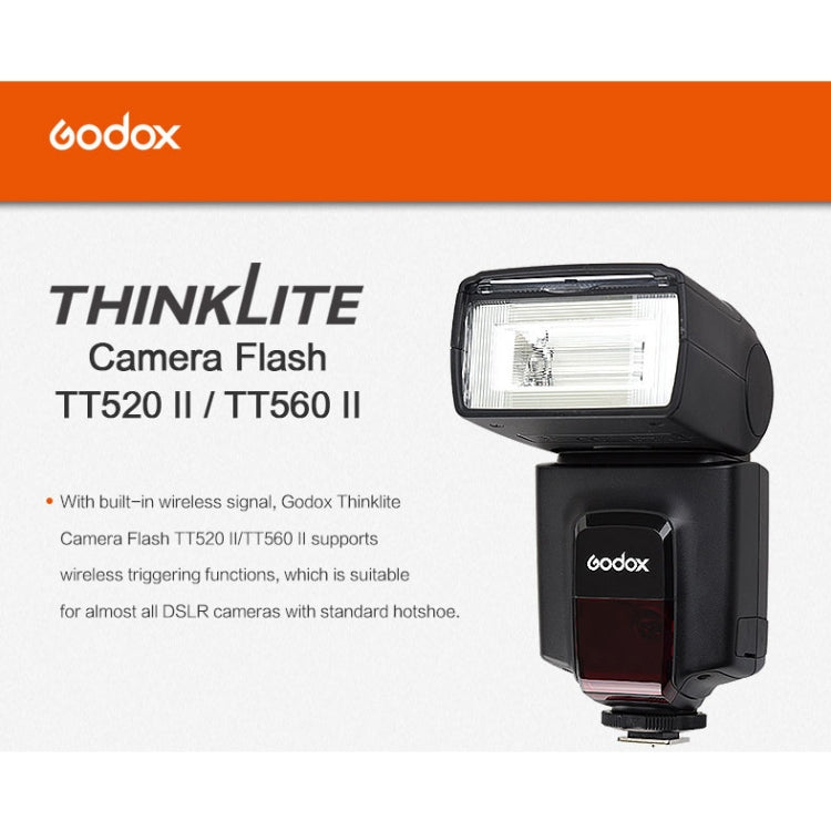 Godox TT520II 433MHZ Wireless 1/300s-1/2000s HSS Flash Speedlite Camera Top Fill Light for Canon / Nikon DSLR Cameras(Black) - Shoe Mount Flashes by Godox | Online Shopping South Africa | PMC Jewellery | Buy Now Pay Later Mobicred