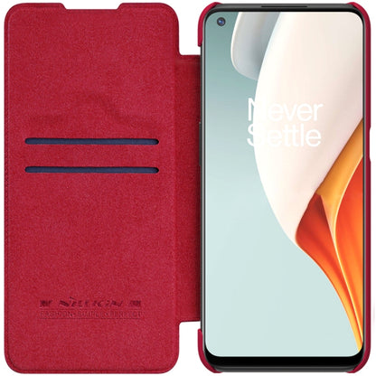 For OnePlus Nord N100 NILLKIN QIN Series Crazy Horse Texture Horizontal Flip Leather Case with Card Slot(Red) - OnePlus Cases by NILLKIN | Online Shopping South Africa | PMC Jewellery