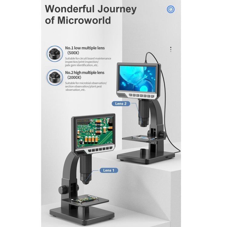 inskam315 7 inch IPS Screen 2000X 12MP HD Digital Microscope - Digital Microscope by PMC Jewellery | Online Shopping South Africa | PMC Jewellery | Buy Now Pay Later Mobicred