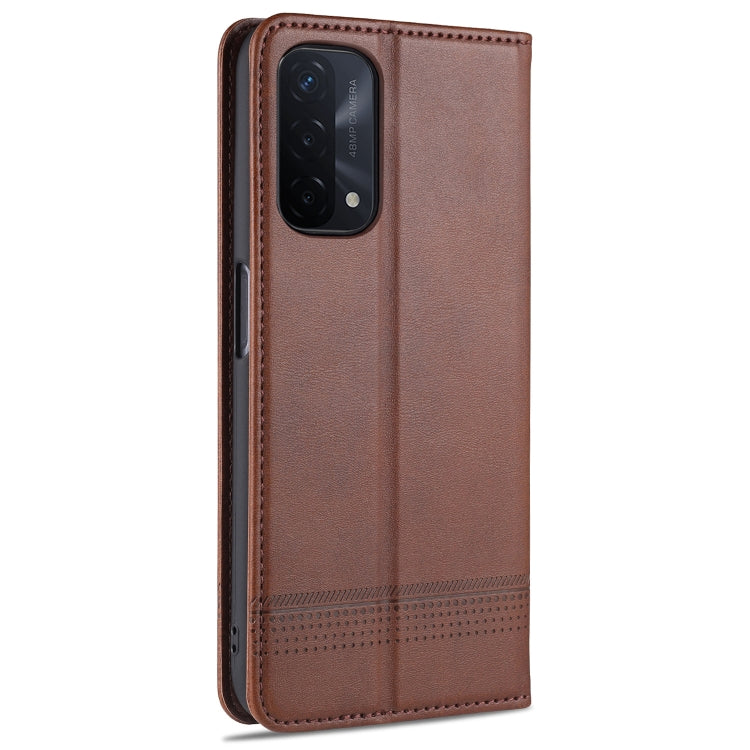 For OPPO A74 (5G) AZNS Magnetic Calf Texture Horizontal Flip Leather Case with Card Slots & Holder & Wallet(Dark Brown) - OPPO Cases by AZNS | Online Shopping South Africa | PMC Jewellery | Buy Now Pay Later Mobicred