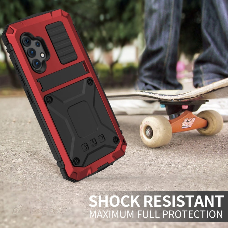 For Samsung Galaxy A32 4G R-JUST Waterproof Shockproof Dustproof Metal + Silicone Protective Case with Holder(Red) - Galaxy Phone Cases by R-JUST | Online Shopping South Africa | PMC TechLife | Buy Now Pay Later Mobicred