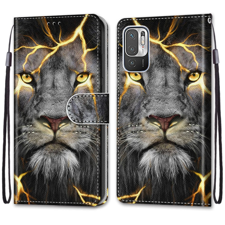 For Xiaomi Redmi Note 10 5G Coloured Drawing Cross Texture Horizontal Flip PU Leather Case with Holder & Card Slots & Wallet & Lanyard(Fission Lion) - Xiaomi Cases by PMC Jewellery | Online Shopping South Africa | PMC Jewellery