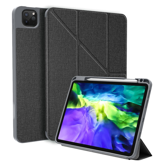 For iPad Pro 12.9 2022 / 2021 / 2020 Mutural Multi-fold Smart Leather Tablet Case(Black) - iPad Pro 12.9 (2022/2021) Cases by Mutural | Online Shopping South Africa | PMC Jewellery | Buy Now Pay Later Mobicred