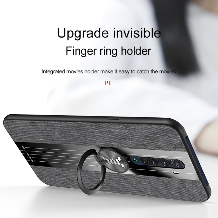 For OPPO Reno 2 XINLI Stitching Cloth Textue Shockproof TPU Protective Case with Ring Holder(Red) - OPPO Cases by XINLI | Online Shopping South Africa | PMC TechLife | Buy Now Pay Later Mobicred