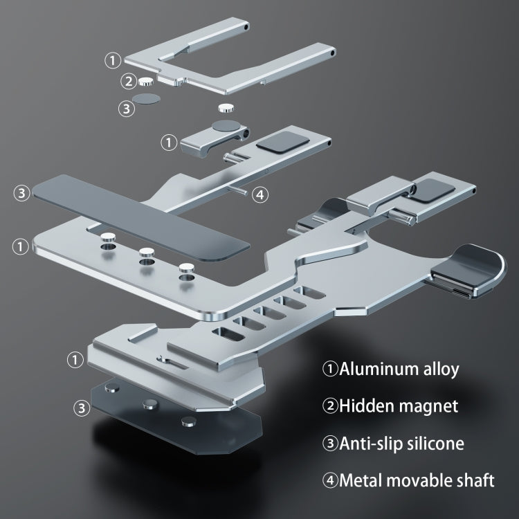 R-JUST HZ06 Universal Foldable Magnetic Flakes Aluminum Alloy Mobile Phones / Tablets Holder(Grey) - Desktop Holder by R-JUST | Online Shopping South Africa | PMC Jewellery