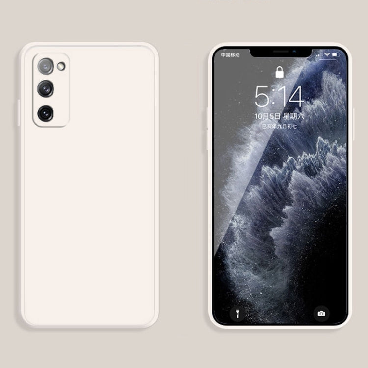 For Samsung Galaxy S20 FE Solid Color Imitation Liquid Silicone Straight Edge Dropproof Full Coverage Protective Case(White) - free shipping - PMC TechLife - Order now!