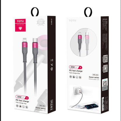 TOTUDESIGN BPD-005 Dyson Series USB-C / Type-C to 8 Pin PD Fast Silicone Data Cable for iPhone, iPad, Length: 1.2m(Gray) - Normal Style Cable by TOTUDESIGN | Online Shopping South Africa | PMC Jewellery