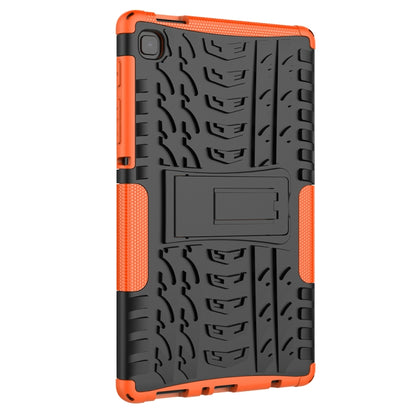 For Samsung Galaxy Tab A7 Lite Tire Texture Shockproof TPU+PC Protective Case with Holder(Orange) - Tab A7 Lite T220 / T225 by PMC Jewellery | Online Shopping South Africa | PMC Jewellery | Buy Now Pay Later Mobicred