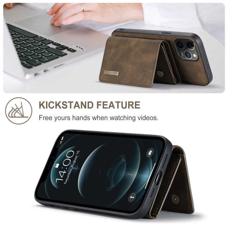 For iPhone 12 Pro Max DG.MING M1 Series 3-Fold Multi Card Wallet + Magnetic Back Cover Shockproof Case with Holder Function(Coffee) - iPhone 12 Pro Max Cases by DG.MING | Online Shopping South Africa | PMC TechLife | Buy Now Pay Later Mobicred
