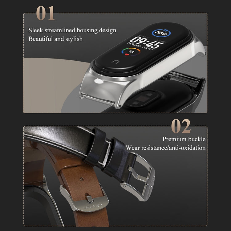 For Xiaomi Mi Band 6 / 5 / 4 / 3 Mijobs CS Microfiber Leather Watch Band(Red + Silver) - Watch Bands by MIJOBS | Online Shopping South Africa | PMC TechLife | Buy Now Pay Later Mobicred