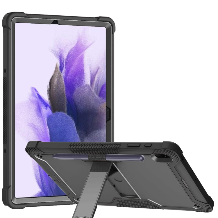 For Samsung Galaxy Tab S7 FE Silicone + PC Shockproof Protective Case with Holder(Black) - free shipping - PMC TechLife - Order now!