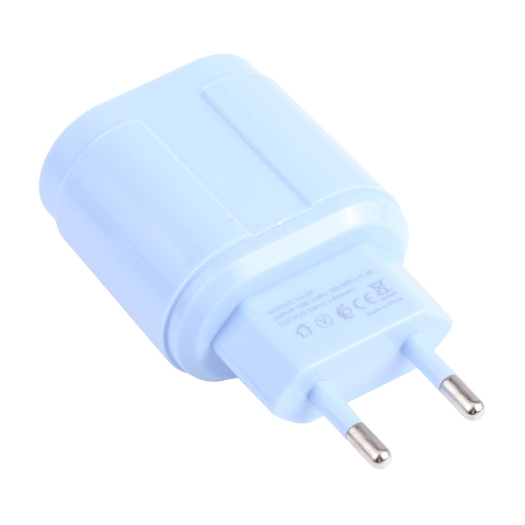 13-22 2.1A Dual USB Macarons Travel Charger, EU Plug(Blue) - free shipping - PMC TechLife - Order now!