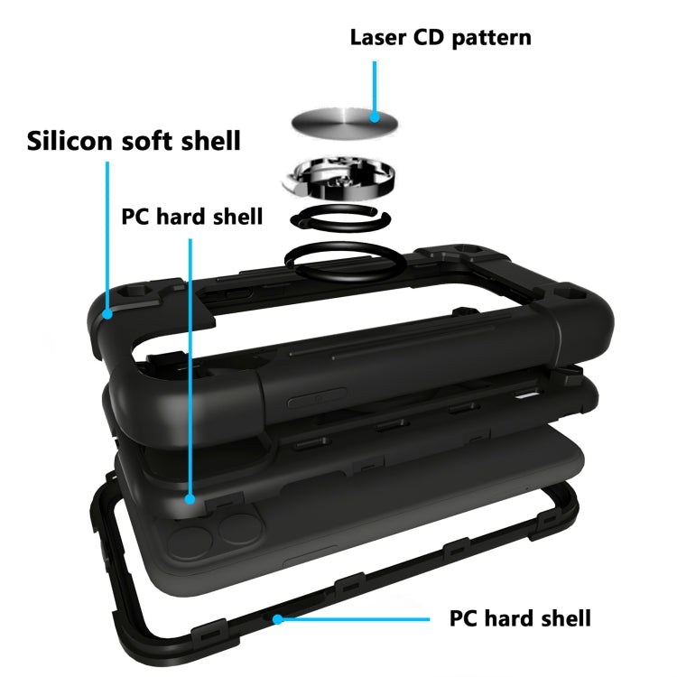For iPhone 11 Shockproof Silicone + PC Protective Case with Dual-Ring Holder (Black) - iPhone 11 Cases by PMC TechLife | Online Shopping South Africa | PMC TechLife | Buy Now Pay Later Mobicred