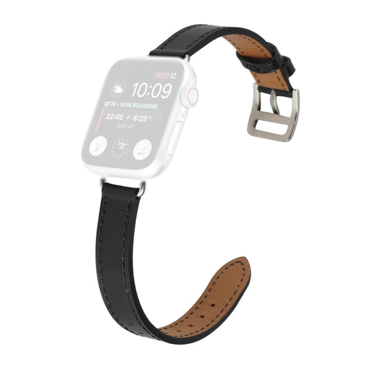 Single Circle 14mm Screw Style Leather Watch Band Watch Band For Apple Watch Series 9&8&7 41mm / SE 3&SE 2&6&SE&5&4 40mm / 3&2&1 38mm(Black) - Watch Bands by PMC Jewellery | Online Shopping South Africa | PMC Jewellery | Buy Now Pay Later Mobicred