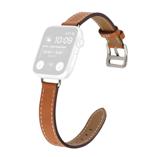 Single Circle 14mm Screw Style Leather Watch Band Watch Band For Apple Watch Series 9&8&7 41mm / SE 3&SE 2&6&SE&5&4 40mm / 3&2&1 38mm(Brown) - Watch Bands by PMC Jewellery | Online Shopping South Africa | PMC Jewellery | Buy Now Pay Later Mobicred