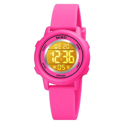 SKMEI 1721 Triplicate Round Dial LED Digital Display Luminous Silicone Strap Electronic Watch(Rose Red) - LED Digital Watches by SKMEI | Online Shopping South Africa | PMC Jewellery | Buy Now Pay Later Mobicred