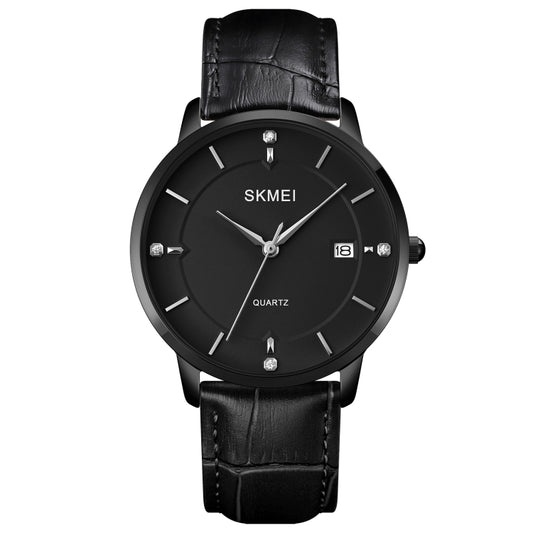 SKMEI 1801 Men Casual Calendar Quartz Watch(BLack) - Leather Strap Watches by SKMEI | Online Shopping South Africa | PMC Jewellery | Buy Now Pay Later Mobicred