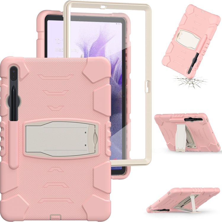 For Samsung Galaxy Tab S7+/ Tab S7 FE / Tab S8+ 3-Layer Protection Screen Frame + PC + Silicone Combination Case with Holder(Cherry Blossoms Pink) - free shipping - PMC TechLife - Order now!