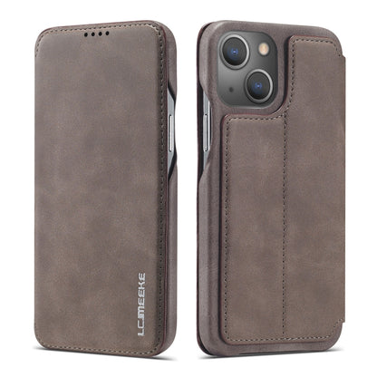 For iPhone 13 LC.IMEEKE Hon Ancient Series Horizontal Flip Leather Case with Holder & Card Slot(Coffee) - iPhone 13 Cases by LC.IMEEKE | Online Shopping South Africa | PMC Jewellery | Buy Now Pay Later Mobicred