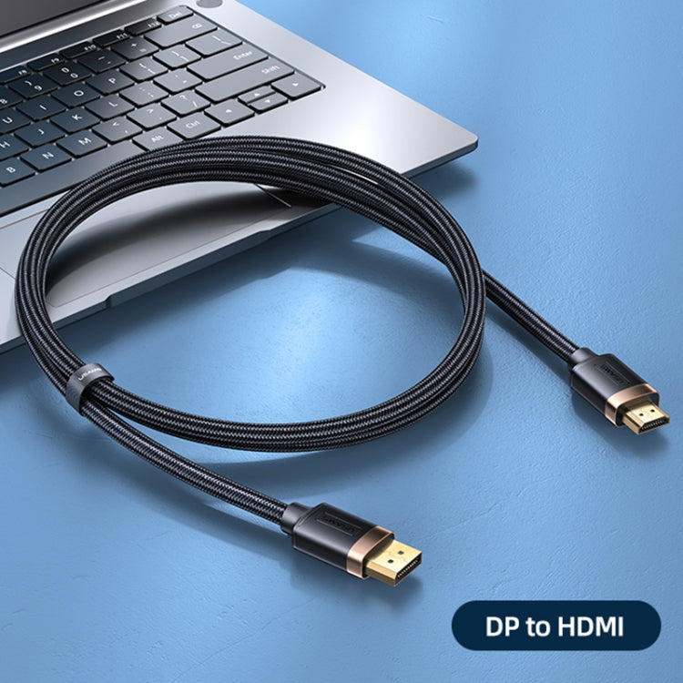 USAMS US-SJ530 U74 DP to HDMI 4K Glossy Aluminum Alloy HD Audio and Video Cable, Cable Length: 2m(Black) -  by USAMS | Online Shopping South Africa | PMC Jewellery