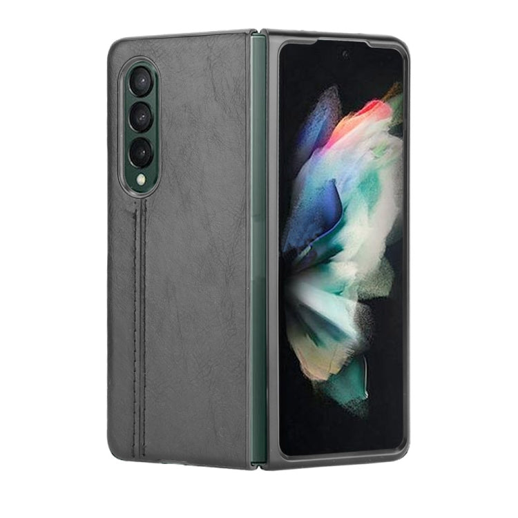 For Samsung Galaxy Z Fold3 5G Shockproof Sewing Cow Pattern Skin PC + PU + TPU Case(Black) - free shipping - PMC TechLife - Order now!