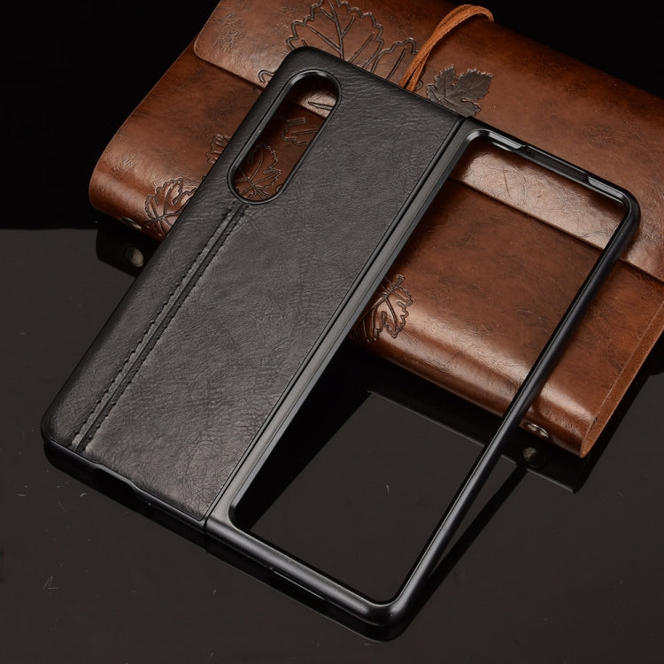 For Samsung Galaxy Z Fold3 5G Shockproof Sewing Cow Pattern Skin PC + PU + TPU Case(Black) - free shipping - PMC TechLife - Order now!