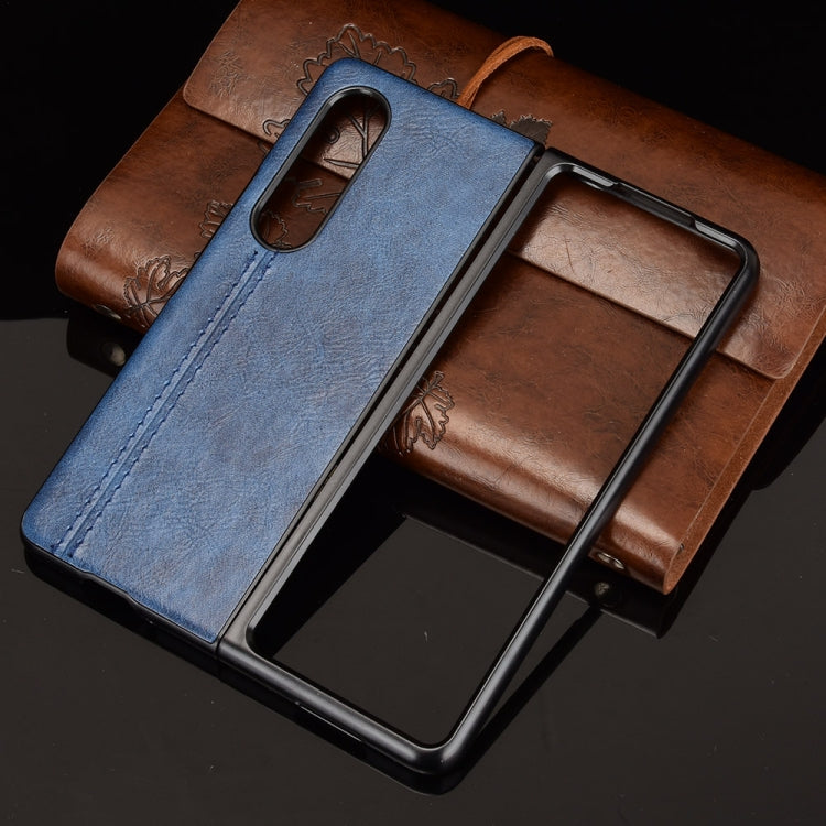For Samsung Galaxy Z Fold3 5G Shockproof Sewing Cow Pattern Skin PC + PU + TPU Case(Blue) - free shipping - PMC TechLife - Order now!