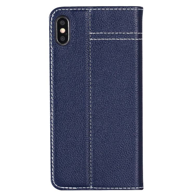 For iPhone XR GEBEI Top-grain Leather Horizontal Flip Protective Case with Holder & Card Slots(Blue) - More iPhone Cases by GEBEI | Online Shopping South Africa | PMC TechLife | Buy Now Pay Later Mobicred