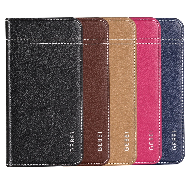 For iPhone XR GEBEI Top-grain Leather Horizontal Flip Protective Case with Holder & Card Slots(Blue) - More iPhone Cases by GEBEI | Online Shopping South Africa | PMC TechLife | Buy Now Pay Later Mobicred