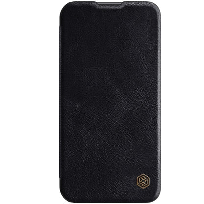 For iPhone 13 NILLKIN QIN Series Pro Sliding Camera Cover Design Crazy Horse Texture Horizontal Flip Leather Case with Card Slot(Black) - iPhone 13 Cases by NILLKIN | Online Shopping South Africa | PMC Jewellery