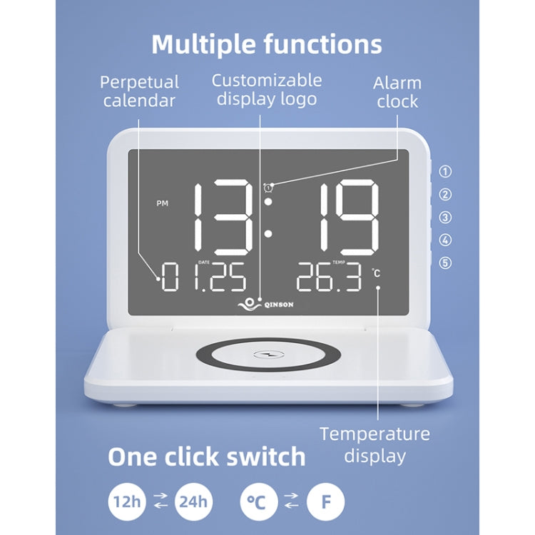SY-118 15W Foldable Mirror Surface Perpetual Desk Calendar Clock Wireless Charger with Alarm Clock & Three-level Brightness Adjustable Function(Black) - Wireless Charger by PMC TechLife | Online Shopping South Africa | PMC TechLife