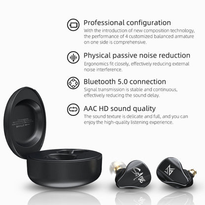 KZ SA08 Wireless Four-unit 5BA Balance Armature Bluetooth In-ear TWS Earphone(Black) - TWS Earphone by KZ | Online Shopping South Africa | PMC Jewellery