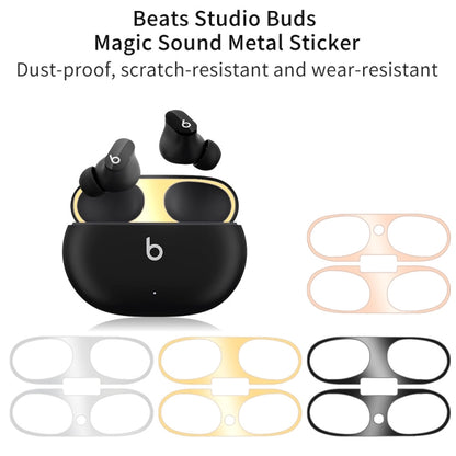 For Beats Studio Buds Wireless Bluetooth Earphone Magic Sound Metal Protective Sticker(Gold) - Protective Sticker by PMC Jewellery | Online Shopping South Africa | PMC Jewellery