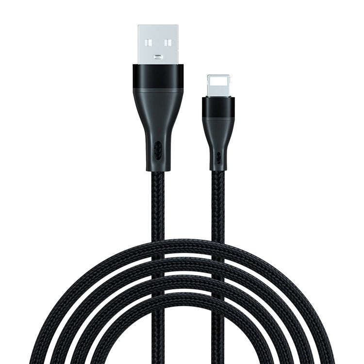 ADC-001 3A USB to 8 Pin Weave Fast Charging Data Cable for iPhone, iPad, Length:2m(Black) - Normal Style Cable by PMC Jewellery | Online Shopping South Africa | PMC Jewellery