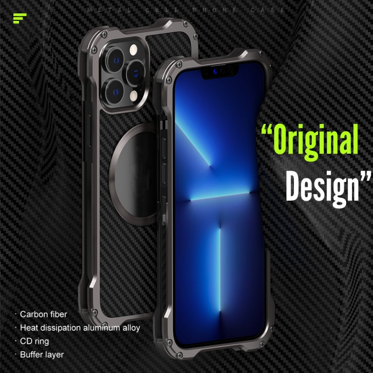 For iPhone 13 Pro Max R-JUST RJ51 Hollow Shockproof Metal Protective Case (Dark Grey) - free shipping - PMC TechLife - Order now!