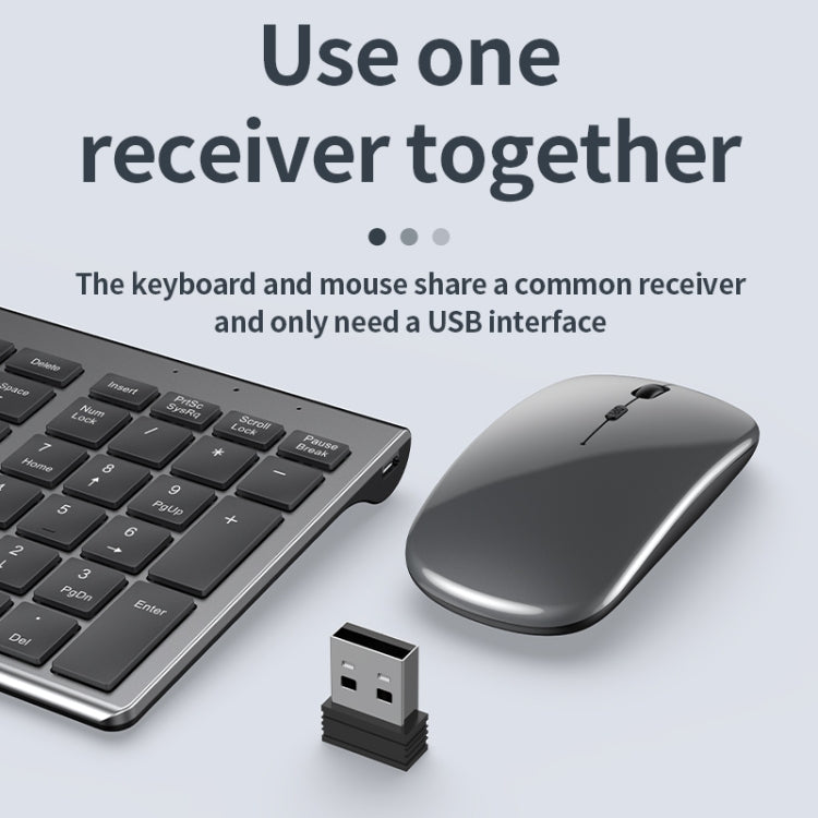 109 Three-mode Wireless Bluetooth Keyboard Mouse Set(Silver) - Wireless Keyboard by PMC TechLife | Online Shopping South Africa | PMC TechLife