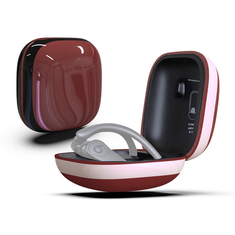 Mirror Surface Silicone + PC Wireless Earphone Protective Case for Beats Powerbeats Pro(Dark Red+White) - Other Case by PMC TechLife | Online Shopping South Africa | PMC TechLife