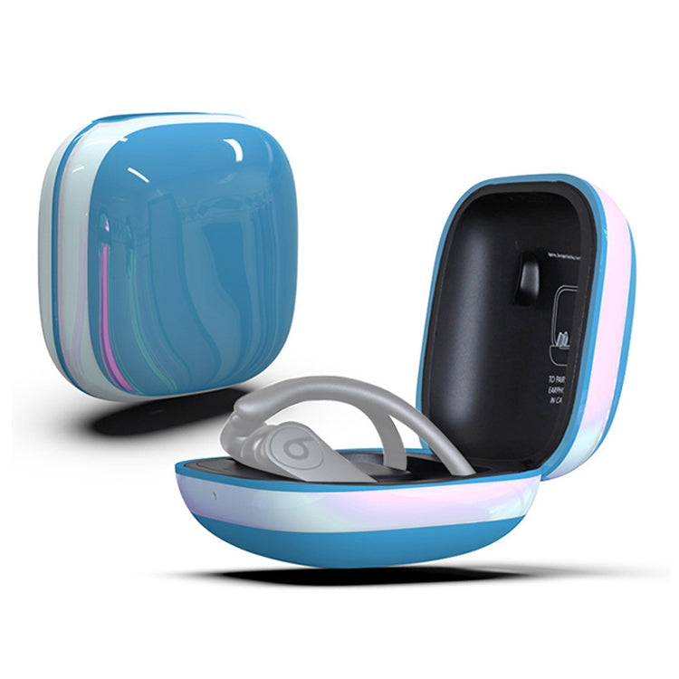 Mirror Surface Silicone + PC Wireless Earphone Protective Case for Beats Powerbeats Pro(Blue+White) - Other Case by PMC TechLife | Online Shopping South Africa | PMC TechLife