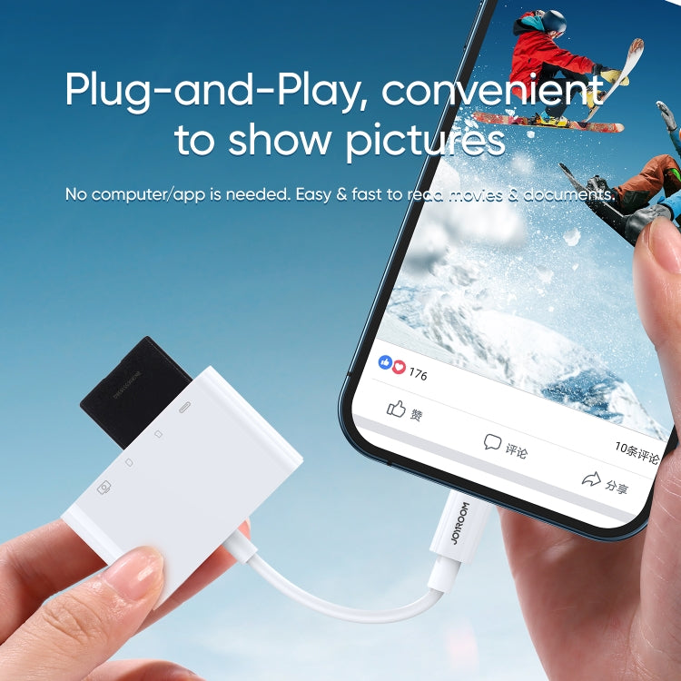 JOYROOM S-H142 4 in 1 8 Pin to SD / TF Card + 8 Pin Charge + USB Interface OTG Camera Reader Adapter, Compatible with IOS 13(White) - Converter & Adapter by JOYROOM | Online Shopping South Africa | PMC Jewellery