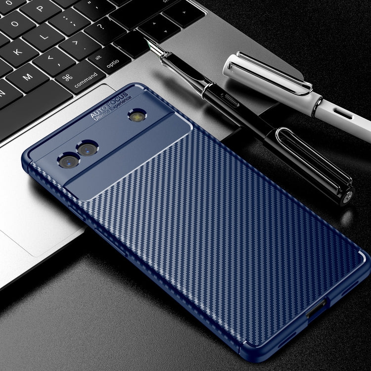 For Google Pixel 6a Carbon Fiber Texture Shockproof TPU Phone Case(Blue) - Google Cases by PMC TechLife | Online Shopping South Africa | PMC TechLife | Buy Now Pay Later Mobicred