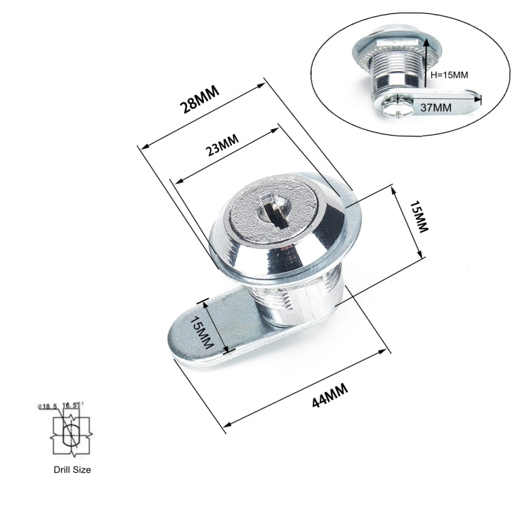 A2922-02 4pcs 15mm Cylinder Drawer & Cabinet Lock Cam Locks - Locks & Hasps by PMC TechLife | Online Shopping South Africa | PMC TechLife | Buy Now Pay Later Mobicred