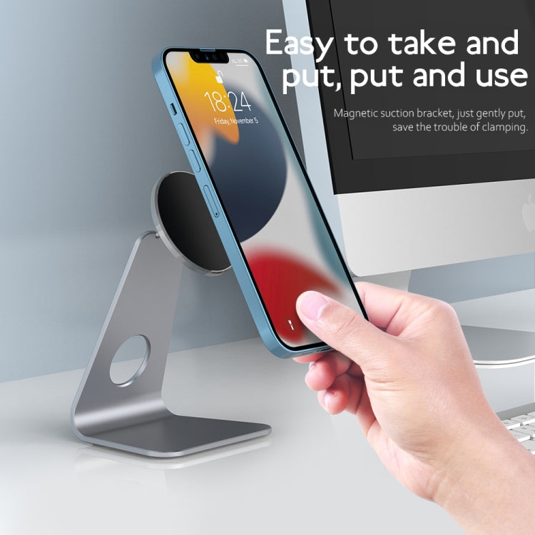 R-JUST SJ19 Round Desktop Magnetic Holder(Grey) - Desktop Holder by R-JUST | Online Shopping South Africa | PMC TechLife | Buy Now Pay Later Mobicred