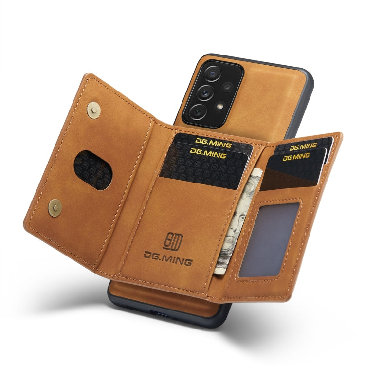 For Samsung Galaxy A73 5G DG.MING M2 Series 3-Fold Multi Card Bag + Phone Case(Brown) - Galaxy Phone Cases by DG.MING | Online Shopping South Africa | PMC TechLife | Buy Now Pay Later Mobicred