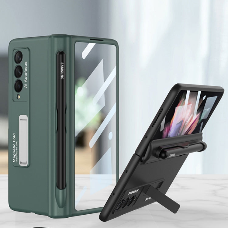 For Samsung Galaxy Z Fold3 5G GKK Integrated Magnetic Full Coverage Phone Flip Case with Pen Slot(Dark Night Green) - Galaxy Phone Cases by GKK | Online Shopping South Africa | PMC Jewellery | Buy Now Pay Later Mobicred