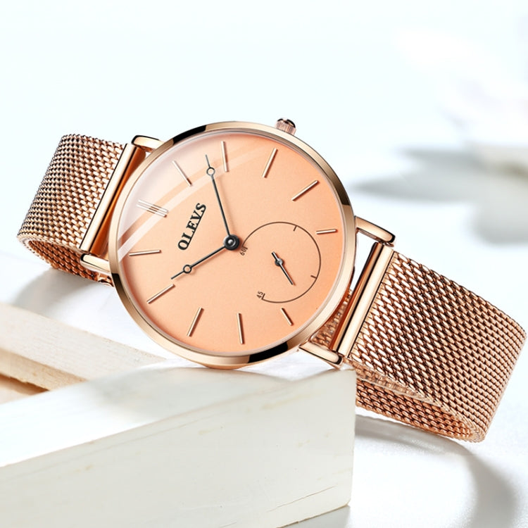 OLEVS 5190 Women Waterproof Ultra-thin Small Dial Quartz Watch(Rose Gold) - Metal Strap Watches by OLEVS | Online Shopping South Africa | PMC Jewellery | Buy Now Pay Later Mobicred