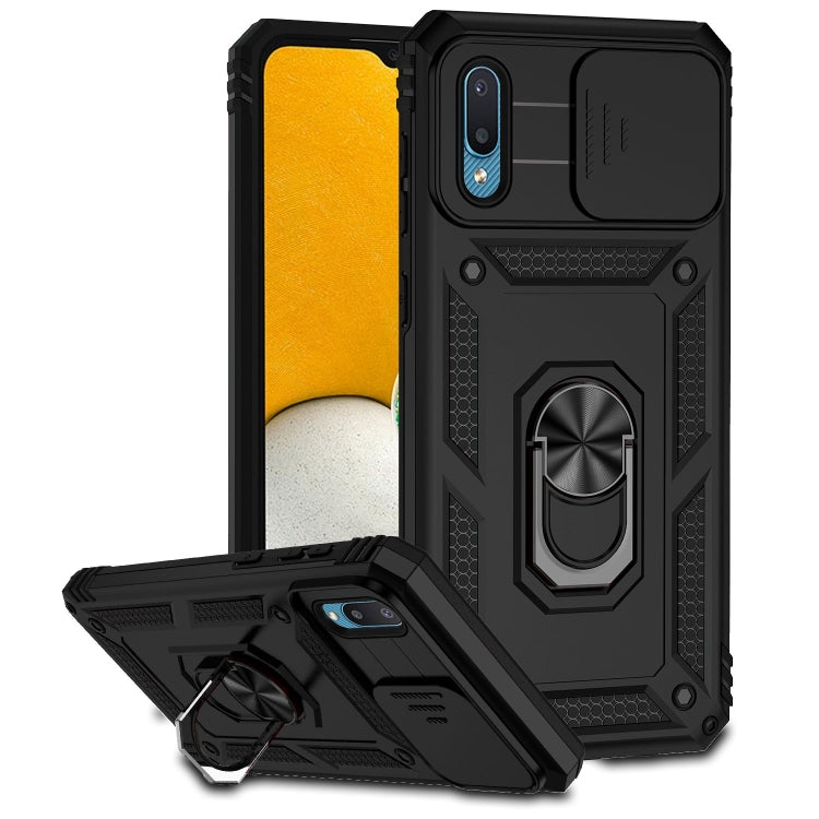 For Samsung Galaxy A02 Sliding Camshield Holder Phone Case(Black) - Galaxy Phone Cases by PMC TechLife | Online Shopping South Africa | PMC TechLife