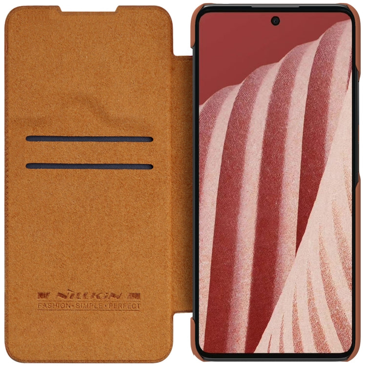 For Samsung Galaxy A73 5G NILLKIN QIN Series Pro Sliding Camera Cover Design Leather Phone Case(Brown) - Galaxy Phone Cases by NILLKIN | Online Shopping South Africa | PMC Jewellery