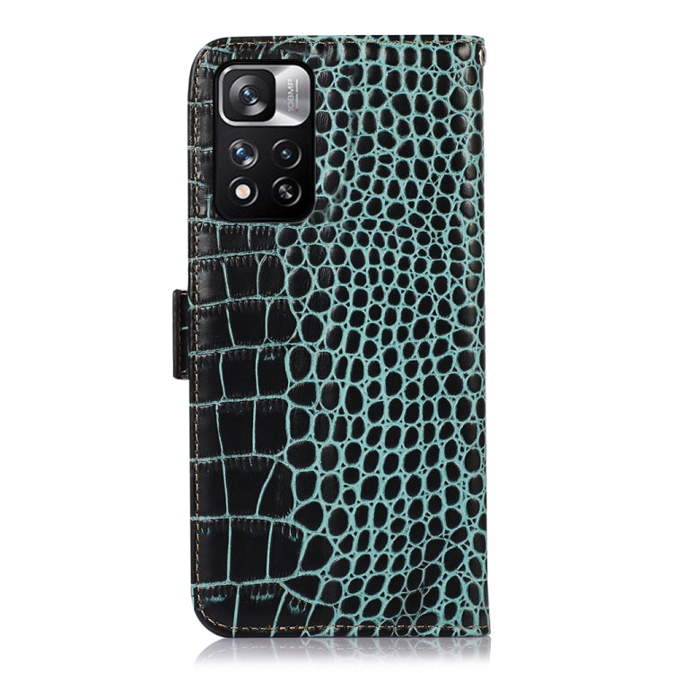 For Xiaomi Redmi Note 11 Pro 4G / 5G Global Crocodile Top Layer Cowhide Leather Phone Case(Green) - Redmi Note 11 Pro Case by PMC TechLife | Online Shopping South Africa | PMC TechLife